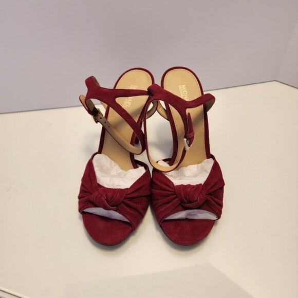 MICHAEL Michael Kors Red Suede Knot Detail Heeled Sandals - Picture 9 of 9